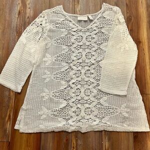 Women’s Chico’s Tunic.  White Plus Size 2.